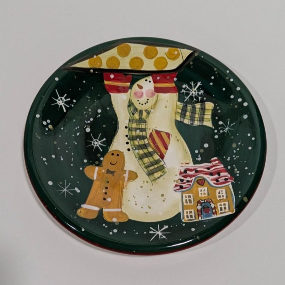 Certified International Snowman Gingerbread Hand Painted Holiday Plate